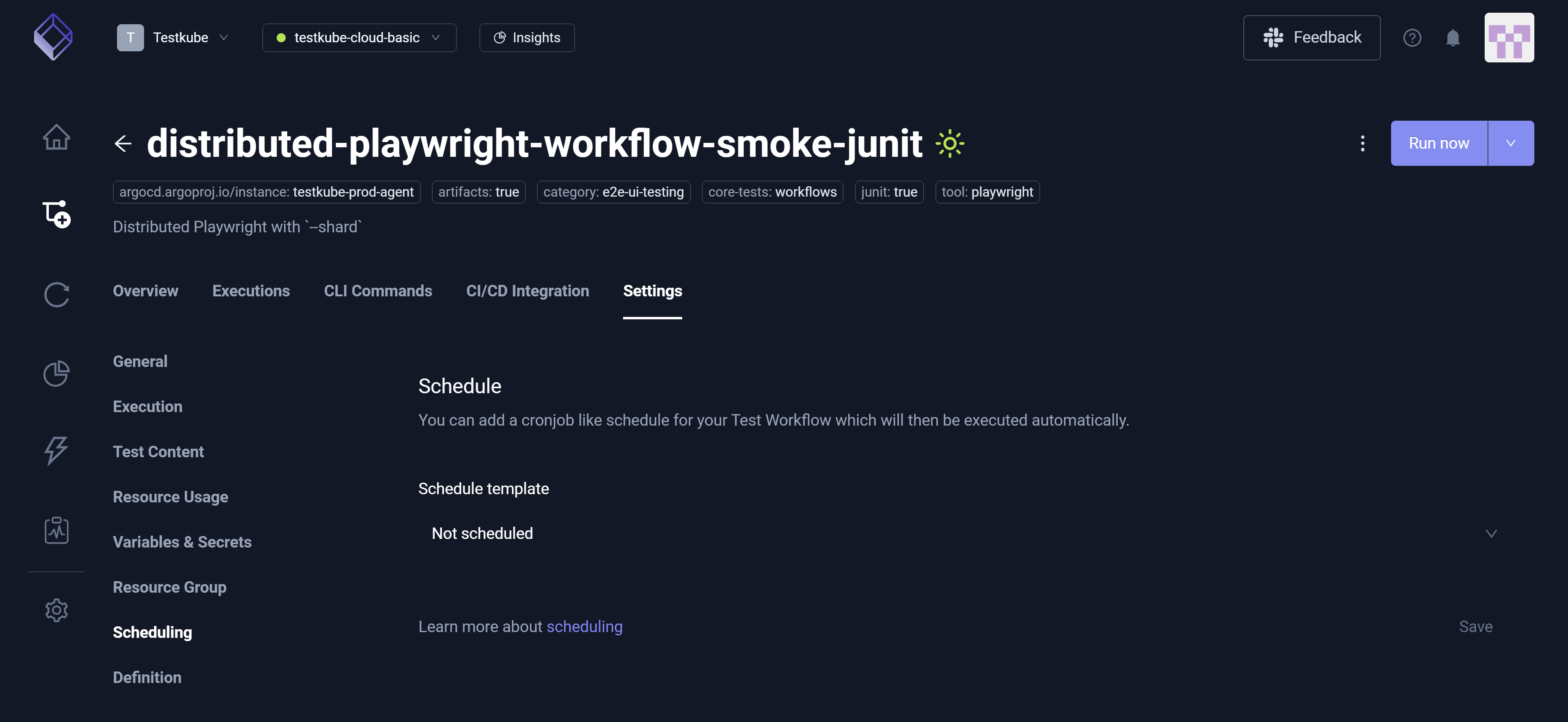 Scheduling Settings